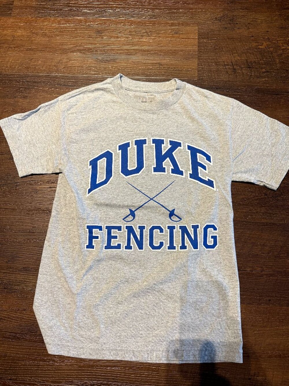 Duke Fencing Adult S Heather Gray Tee Crossed Sabers